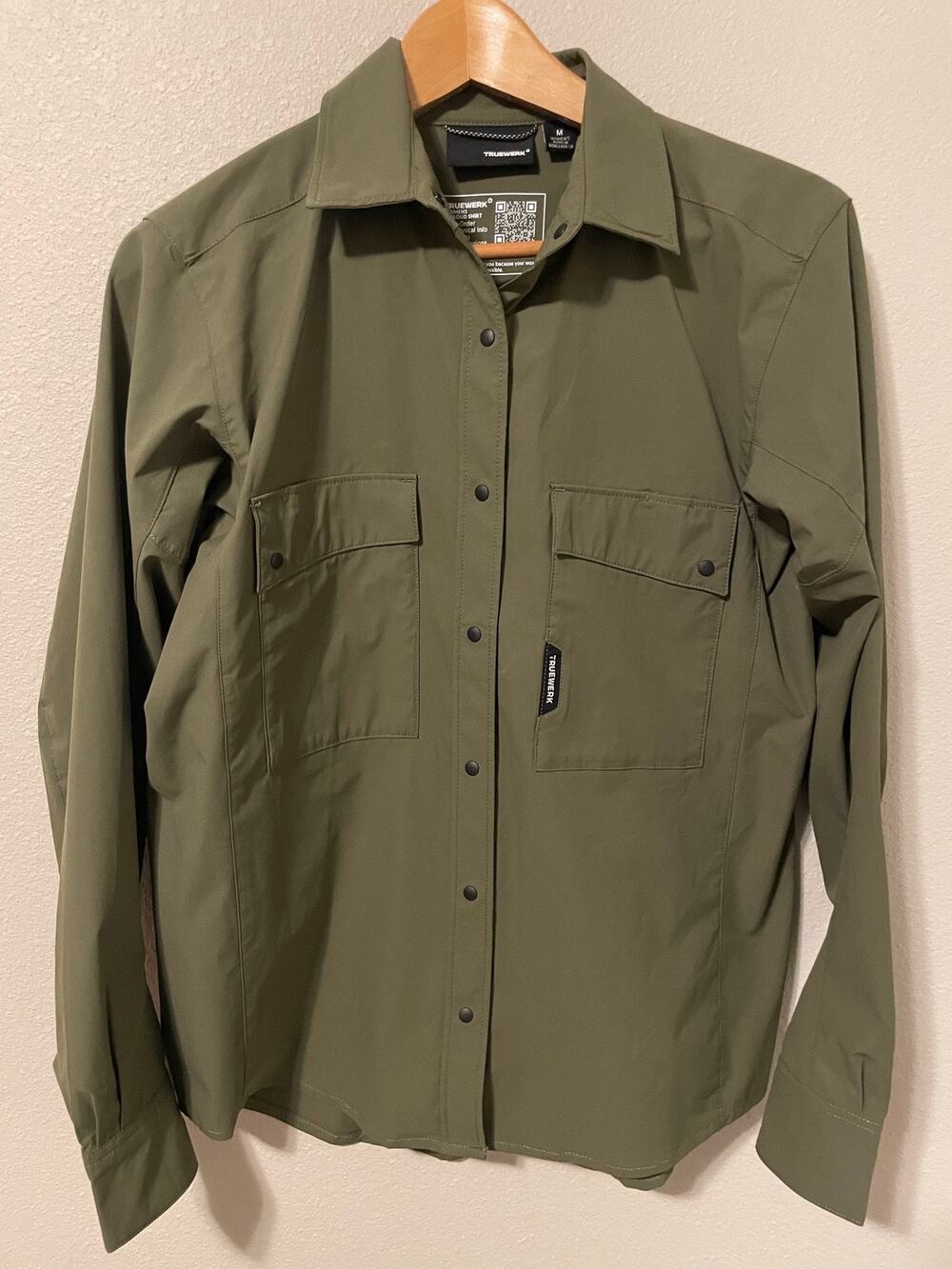 Truewerk Womens LS Cloud Shirt Medium Green Snap Front Long Sleeve Workwear